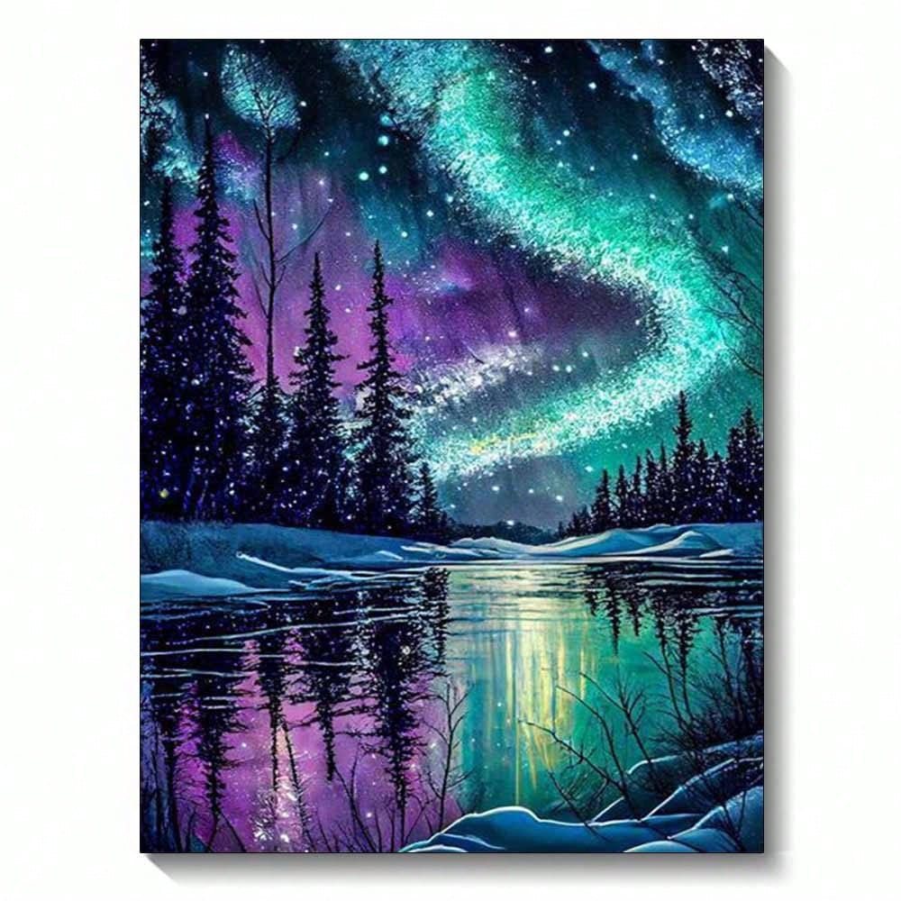5d Diamond Art Painting Aurora Landscape Mosaic Embroidery Cross Stitch Set