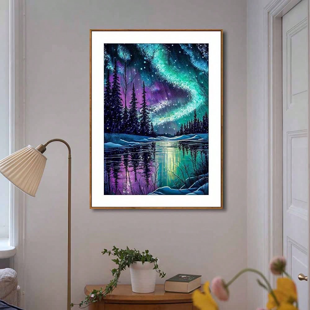 5d Diamond Art Painting Aurora Landscape Mosaic Embroidery Cross Stitch Set