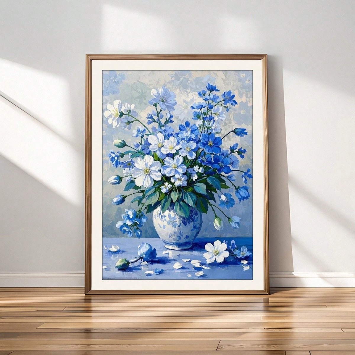 Adults 5D Diamond Painting Art Vintage Flowers Blue And White Vase Still Life Painting Art
