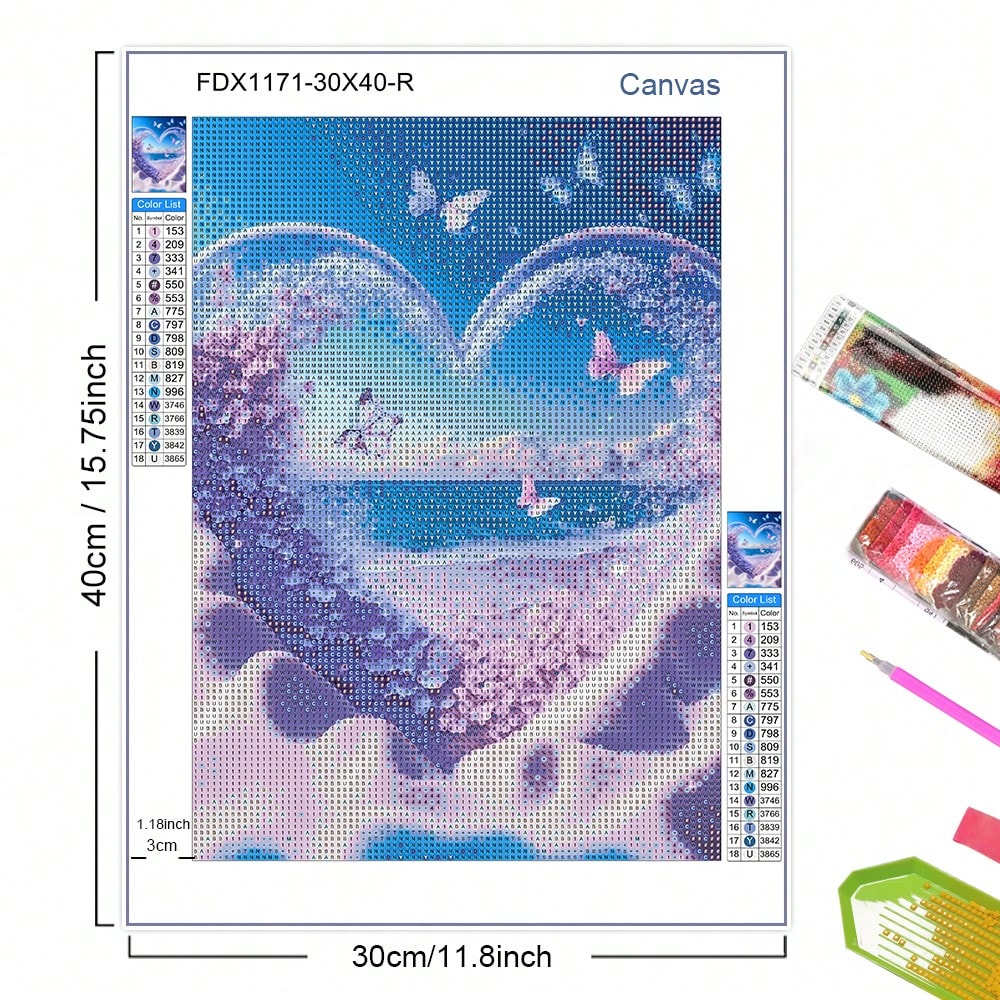 5D Diamond Painting Dream Love Butterfly Picture Diamond Art Set, Seaside Landscape Mosaic Inlay