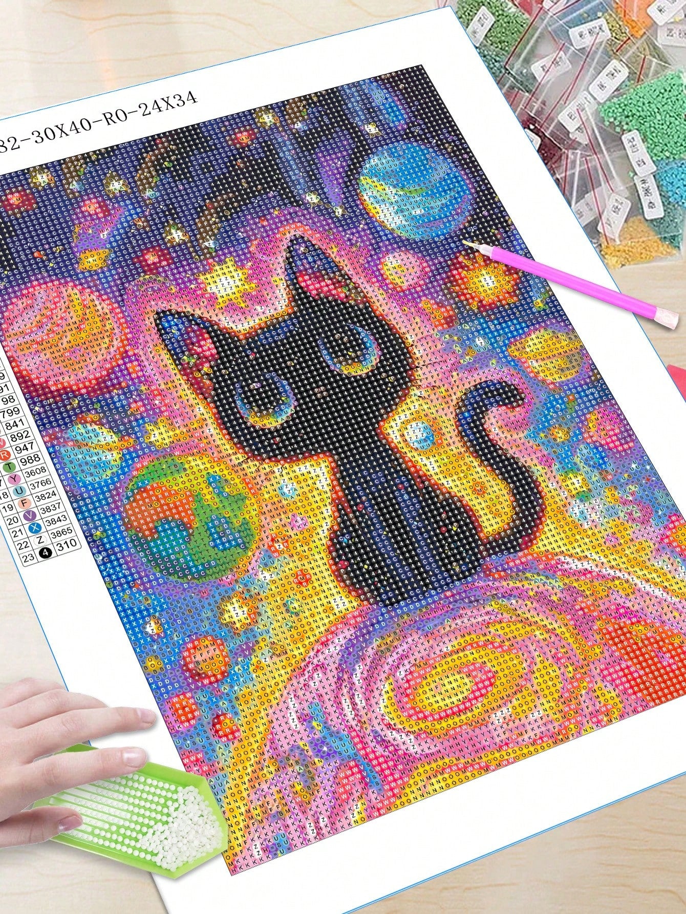 1Pc Black Cat Under Tthe Dazzling Starry Sky Diamond Painting set