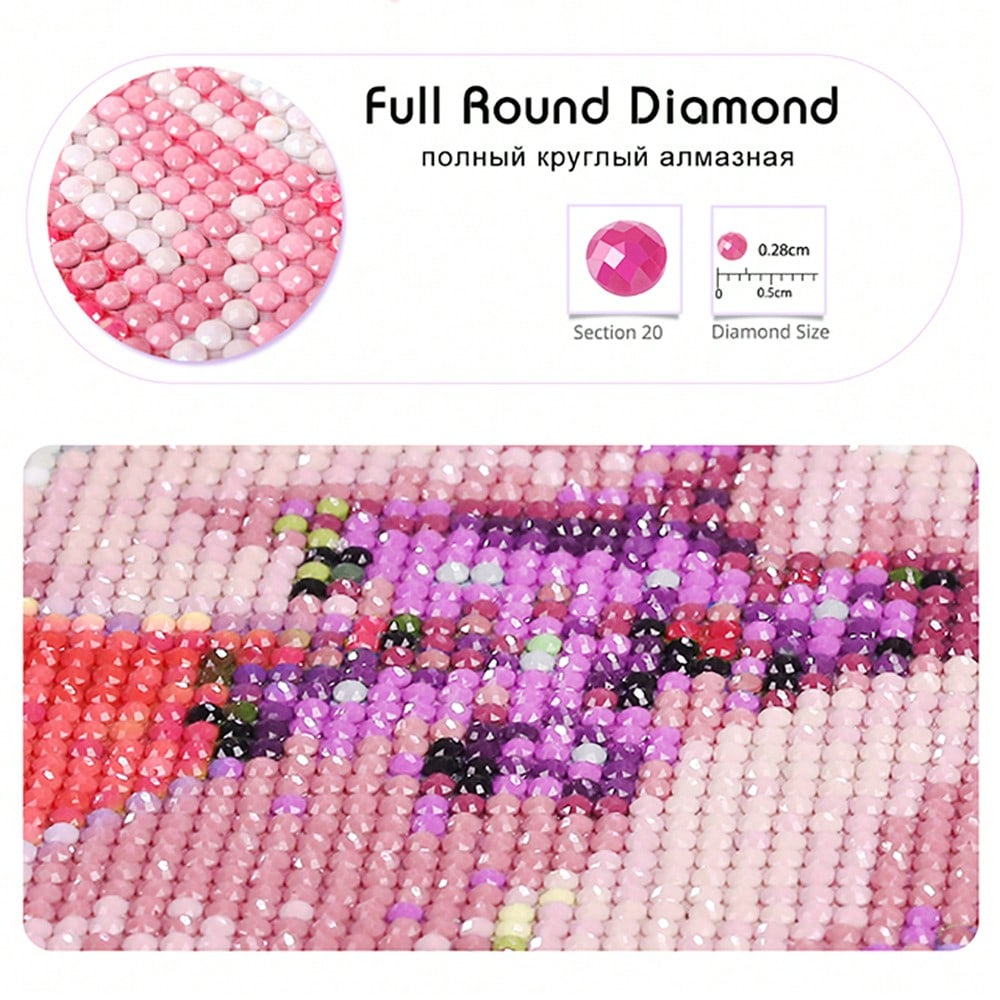 5D Diamond Painting Pink Rose Bouquet DIY Full Round Diamond Mosaic Art For Home Wall Decoration 30x40cm/11.81x15.75inch
