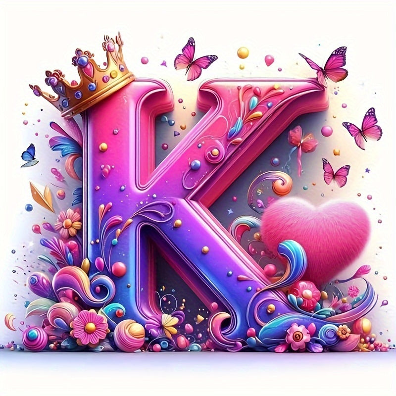 Shining Butterflies and Colorful Flowers 2D Letter Diamond Painting set