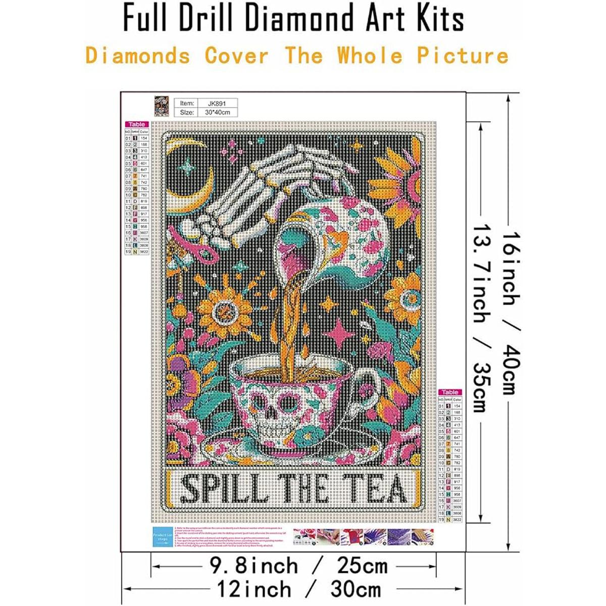 Spill the Tea Diamond Painting Kit, Full Drill Round & Square Beads DIY Colorful Art Craft for Wall Decoration & Gift