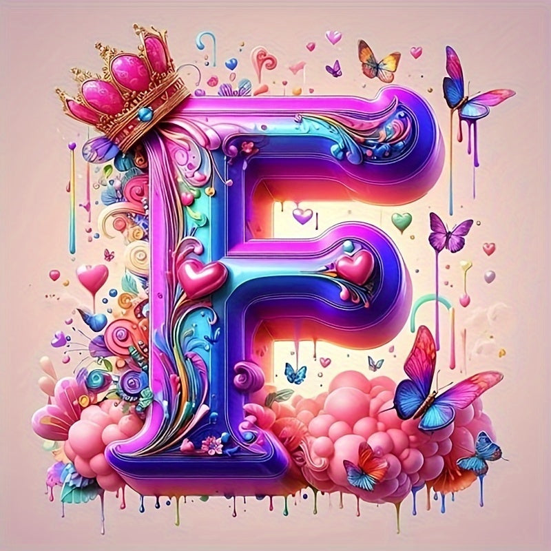 Shining Butterflies and Colorful Flowers 2D Letter Diamond Painting set