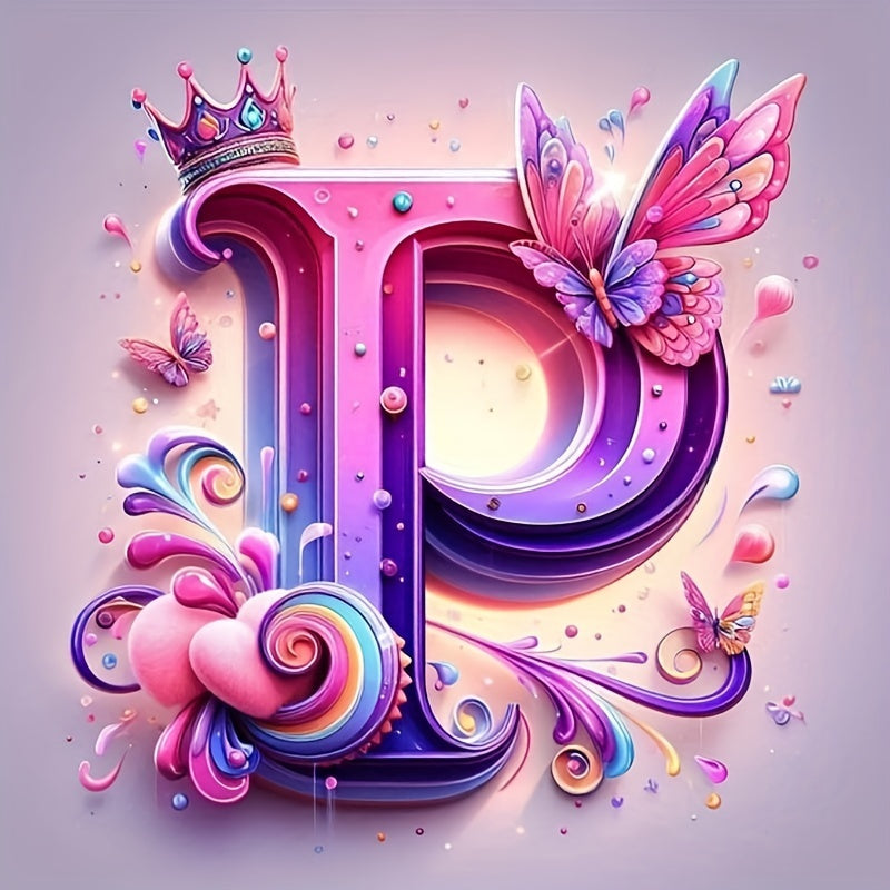 Shining Butterflies and Colorful Flowers 2D Letter Diamond Painting set