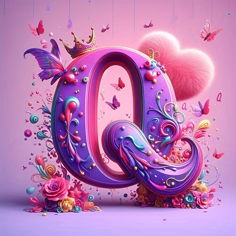 Shining Butterflies and Colorful Flowers 2D Letter Diamond Painting set