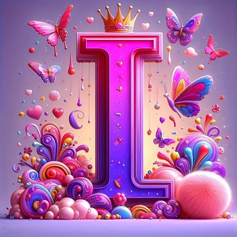 Shining Butterflies and Colorful Flowers 2D Letter Diamond Painting set