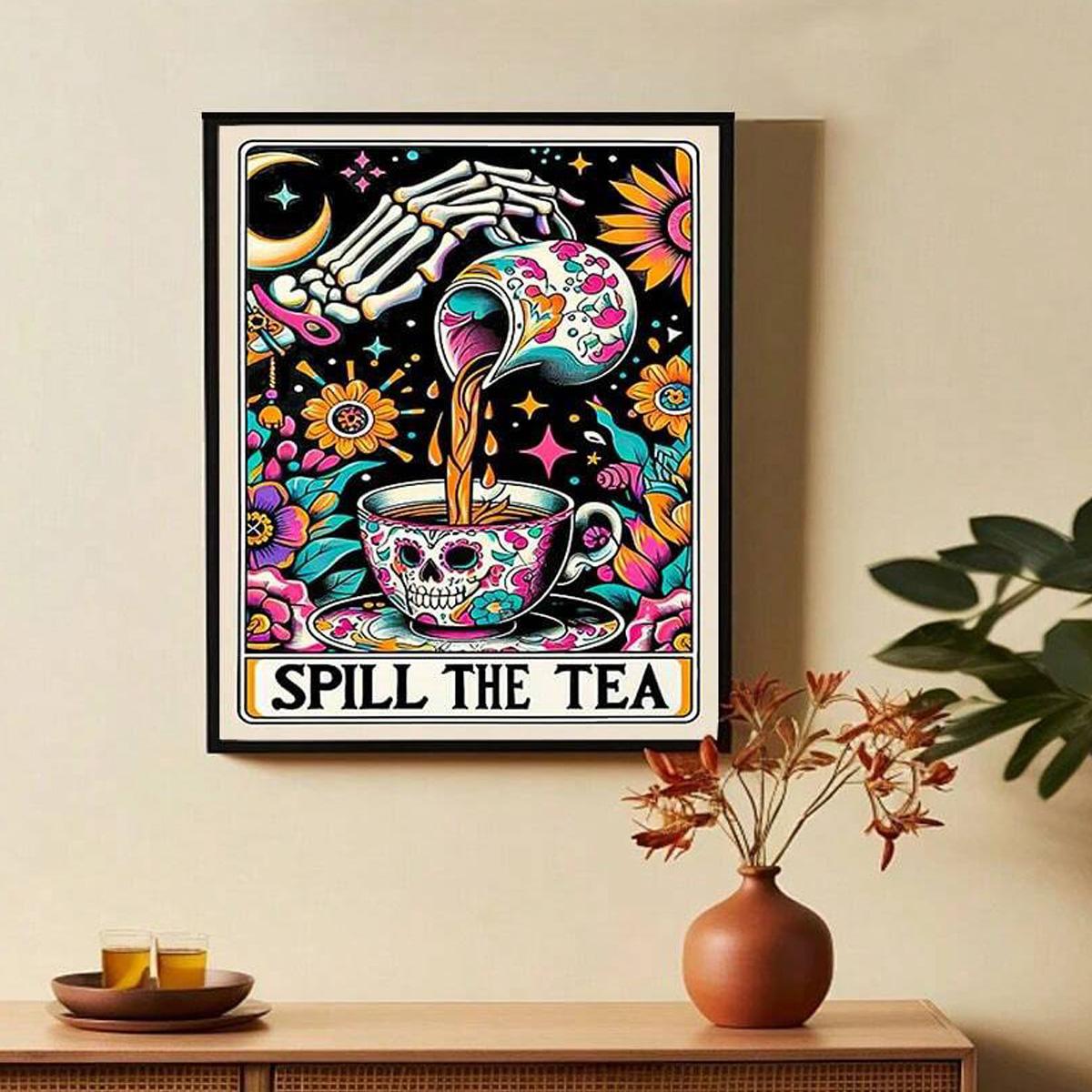 Spill the Tea Diamond Painting Kit, Full Drill Round & Square Beads DIY Colorful Art Craft for Wall Decoration & Gift