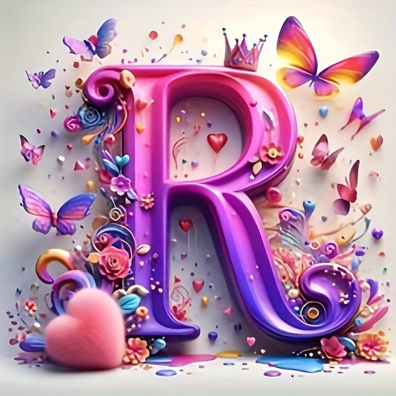 Shining Butterflies and Colorful Flowers 2D Letter Diamond Painting set