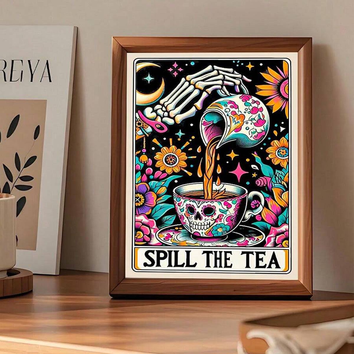 Spill the Tea Diamond Painting Kit, Full Drill Round & Square Beads DIY Colorful Art Craft for Wall Decoration & Gift