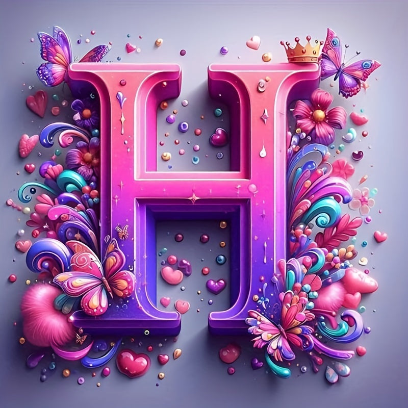 Shining Butterflies and Colorful Flowers 2D Letter Diamond Painting set