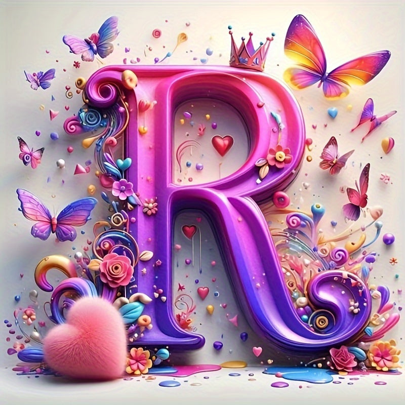 Shining Butterflies and Colorful Flowers 2D Letter Diamond Painting set