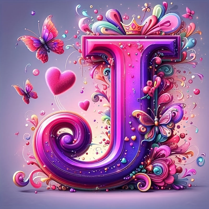 Shining Butterflies and Colorful Flowers 2D Letter Diamond Painting set