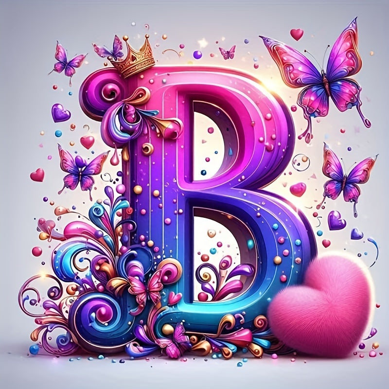 Shining Butterflies and Colorful Flowers 2D Letter Diamond Painting set
