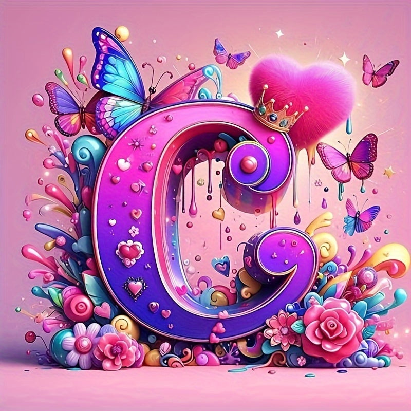Shining Butterflies and Colorful Flowers 2D Letter Diamond Painting set