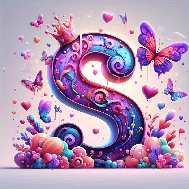 Shining Butterflies and Colorful Flowers 2D Letter Diamond Painting set