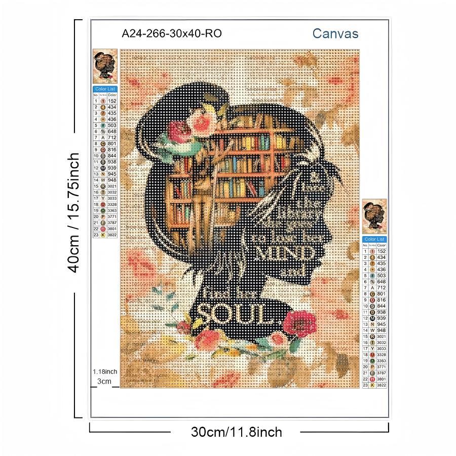 Library Girl Quote Diamond Painting Kit - Create a Floral & Inspirational Artwork