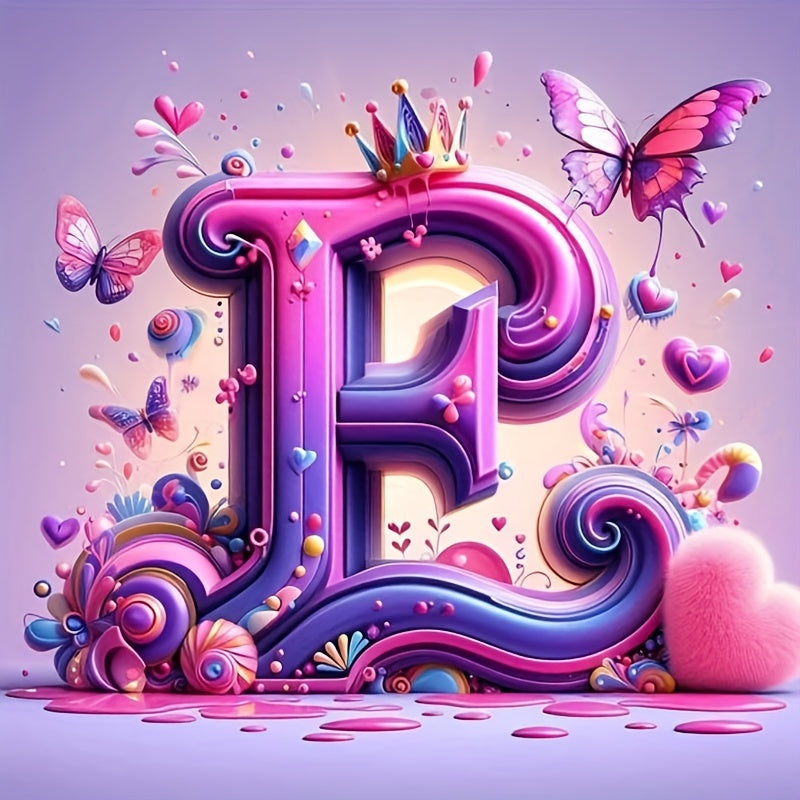 Shining Butterflies and Colorful Flowers 2D Letter Diamond Painting set