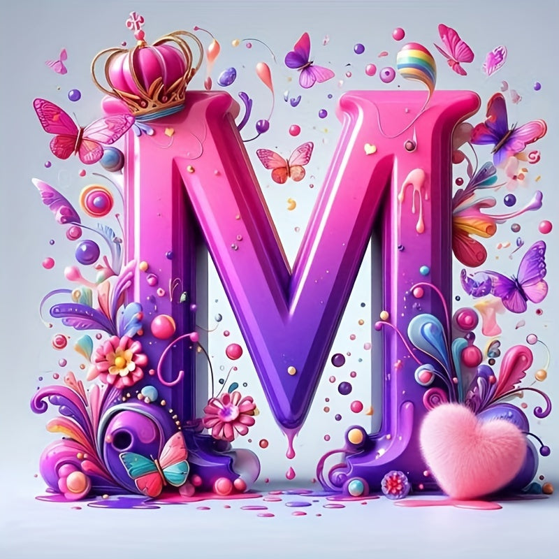 Shining Butterflies and Colorful Flowers 2D Letter Diamond Painting set