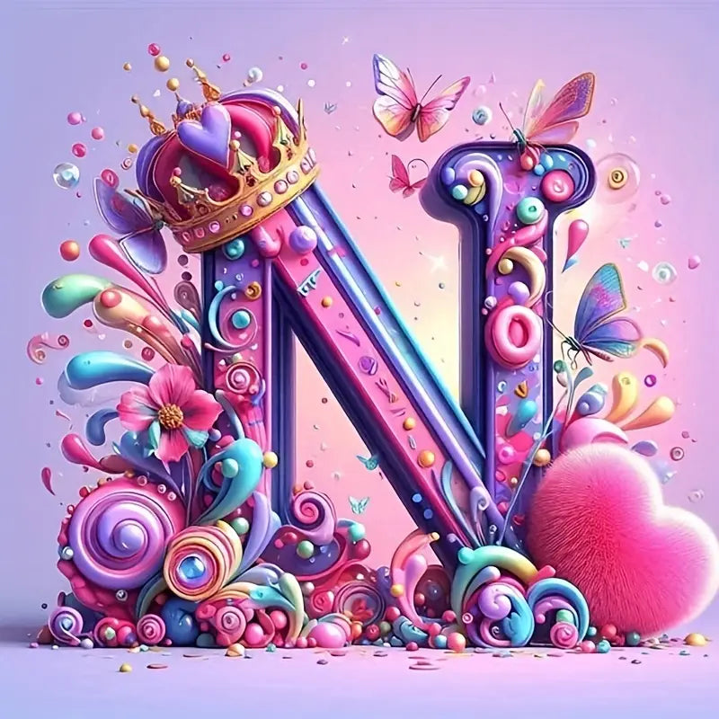 Shining Butterflies and Colorful Flowers 2D Letter Diamond Painting set