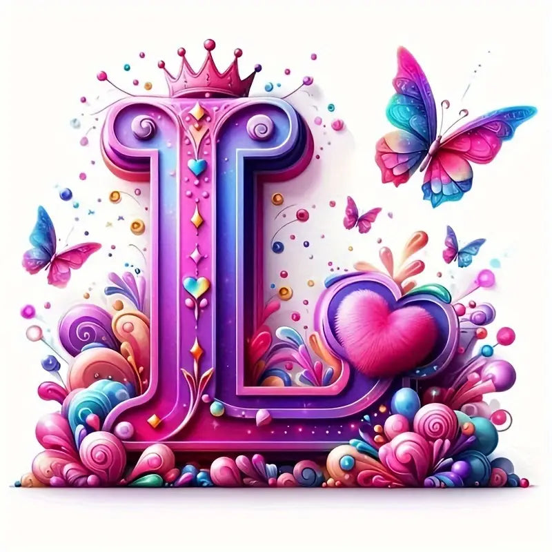 Shining Butterflies and Colorful Flowers 2D Letter Diamond Painting set