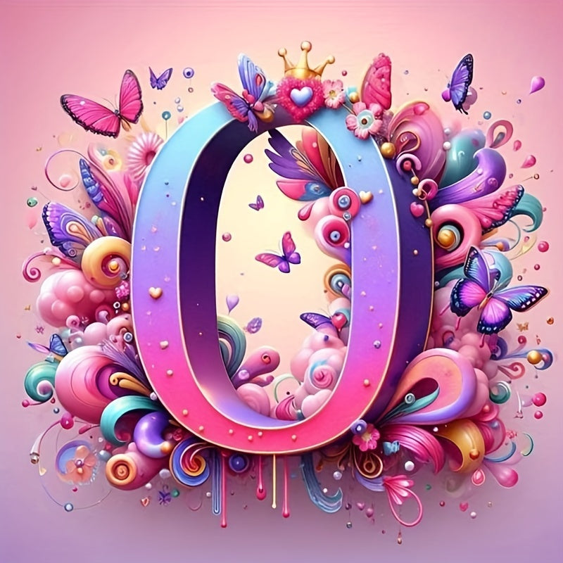 Shining Butterflies and Colorful Flowers 2D Letter Diamond Painting set