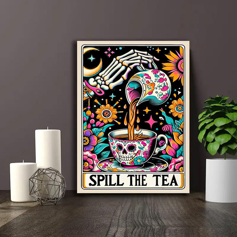 Spill the Tea Diamond Painting Kit, Full Drill Round & Square Beads DIY Colorful Art Craft for Wall Decoration & Gift